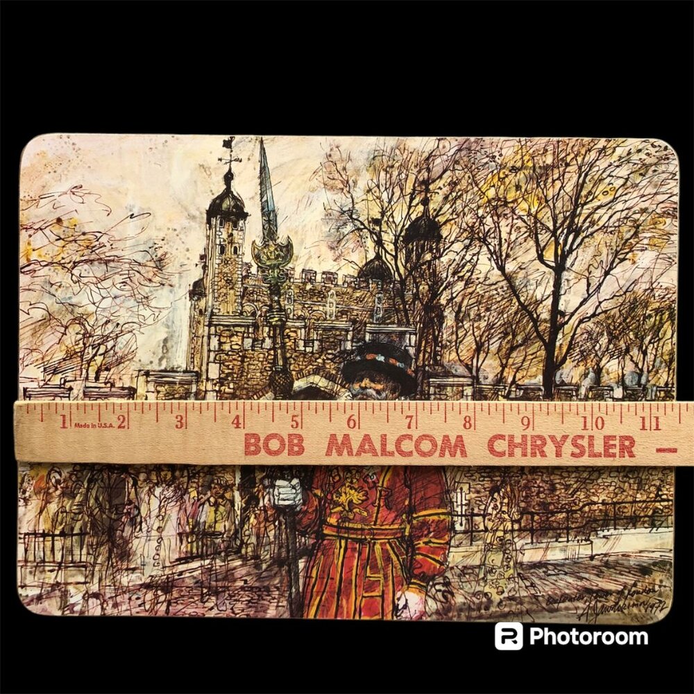 Vtg 1972 Set of 6 Clover Leaf Table Mats Placemat London Scenes Alex Jawdokimov - Picture 2 of 12